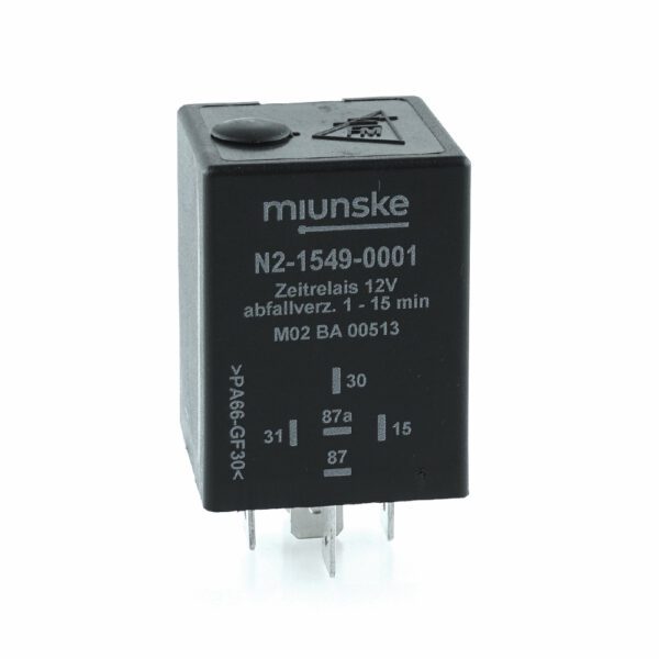 Switch-off Delayed Timer Relay 12V, NC 10A/NO 15A, 1...15min adjustable, no dry contact, retriggerable