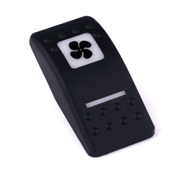 Actuator Contura II, black, square lens and bar lens white, symbol "ventilation fan or blower"