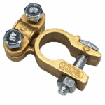 Battery Clamp “+”, cast brass, screw terminal for 25-50mm²