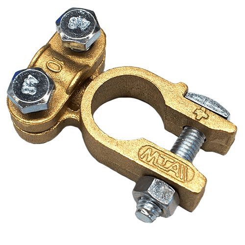 Battery Clamp "+", cast brass, screw terminal for 25-50mm²
