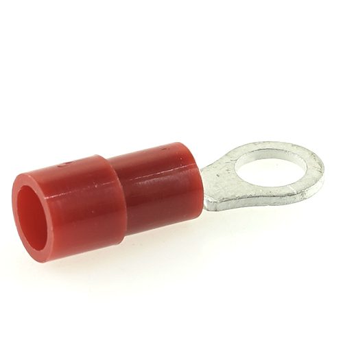 ring cable lug, Ø 4.3mm, insulated shaft, 0.25-1mm², red