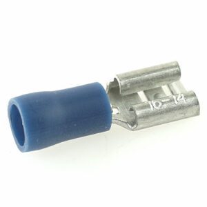 flat push-on receptacle 6.3mm, insulated shaft, 1-2.5mm², blue