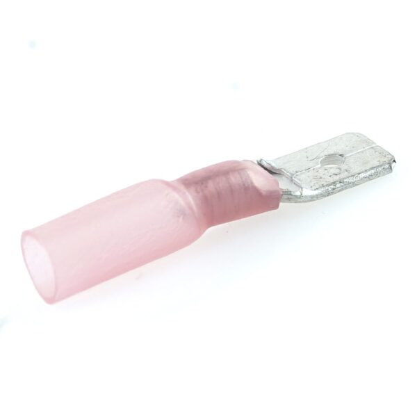 flat push-on blade 6.3mm, insulated shaft, 0.75-1.25mm², red, heat shrinkable