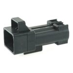 Power connector, waterproof, for 2x blade terminals, with secondary lock