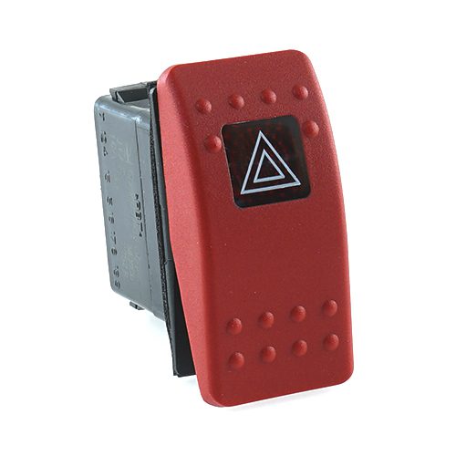 Multi Circuit Switch, 12V, Contura II, LED 1 red, square lens red, symbol "hazard warning", with panel seal