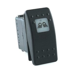 on-off Switch 12V/20A, Contura II, LED 1 superbright green, square lens white, symbol "work lights"