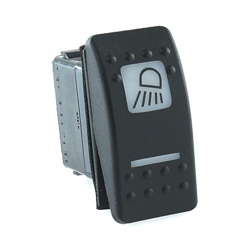 on-off Double Switch, 12V/20A, Contura II, LED 1 superbright green, LED 2 superbright green, square lens and bar lens white, symbol "work light", with panel seal