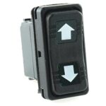 on>off<on double button 24V/15A, LEDs superbright green, lenses green, symbol arrow up/down, Contura X