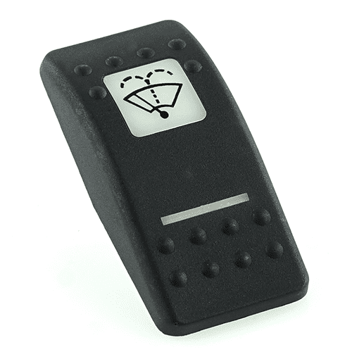 Actuator Contura II, black, square lens and bar lens white, symbol "windshield wiper/washer"