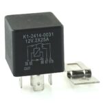Mini Relay 12V, 2x25A, 2 x normally open, with diode