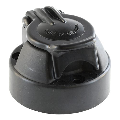 Trailer Plug 12V, 7-pole, socket (ISO 1724), N-type, plastic, with flat-pin terminals and rubber seal in the cover