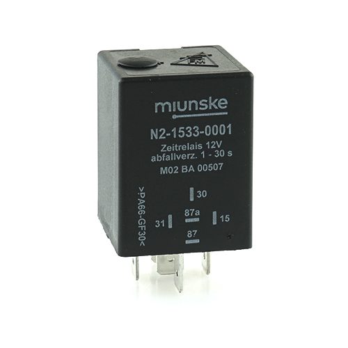 Switch-off Delayed Timer Relay 12V, NC 10A/NO 15A, 1...30sec adjustable, no dry contact, retriggerable