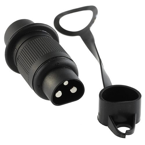 Plug 3-pole, with male terminals, with cover