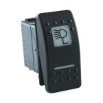 on-on Double Switch, 12V/20A, Contura II, LED 1 superbright green, LED 2 superbright red, square lens and bar lens white, symbol “search light”