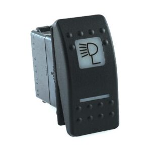 on-on Double Switch, 12V/20A, Contura II, LED 1 superbright green, LED 2 superbright red, square lens and bar lens white, symbol "search light"