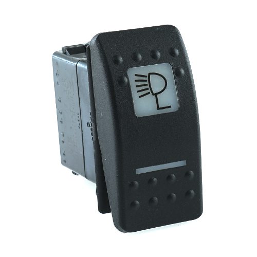 on-on Double Switch, 12V/20A, Contura II, LED 1 superbright green, LED 2 superbright red, square lens and bar lens white, symbol "search light"