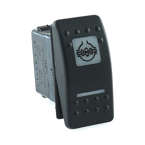 on-on Switch, 12V/20A, Contura II, LED 1 superbright green, LED 2 superbright red, square lens and bar lens white, symbol "differential lock"