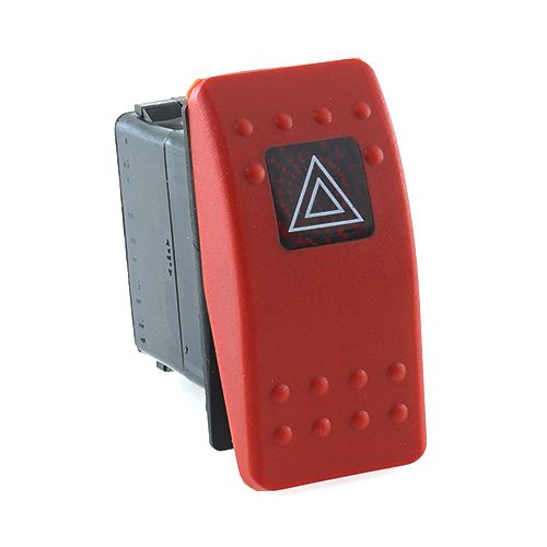 Multi Circuit Switch, 12V, Contura II, LED 1 red, square lens red, symbol "hazard warning"