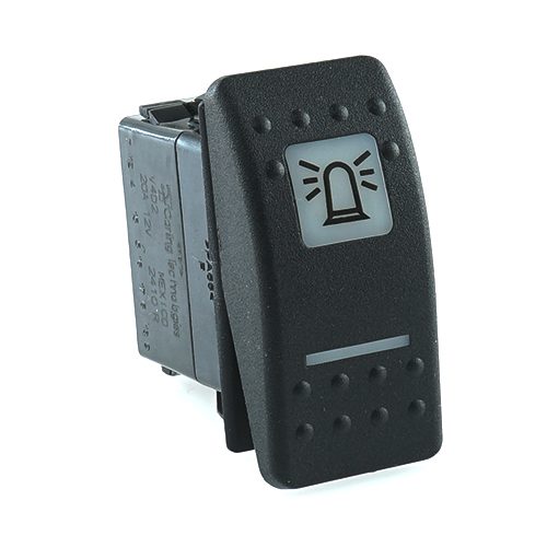 on-on Switch, 12V/20A, Contura II, LED 1 superbright green, LED 2 superbright red, square lens and bar lens white, symbol "rotary beacon"