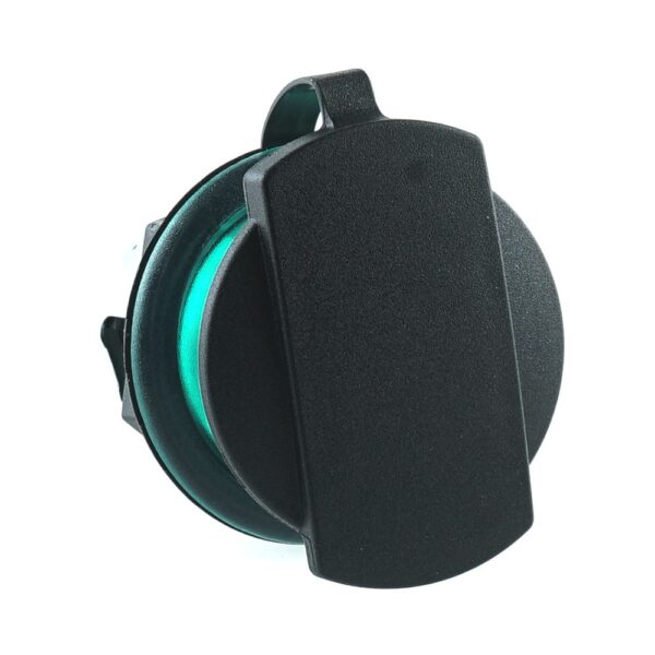 Power Socket, 12/24V, max. 20A, threaded sleeve green, with cover