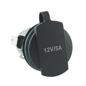 Power Socket, 12/24V, max. 20A, threaded sleeve green, with printed cover