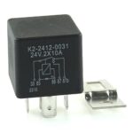 Mini Relay 24V, 2x10A, 2 x normally open, with diode