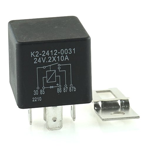 Mini Relay 24V, 2x10A, 2 x normally open, with diode