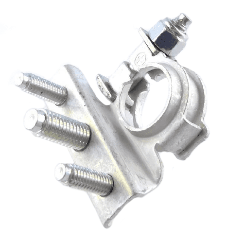 Battery Clamp "+", brass tin plated, bolts M6-M8-M6