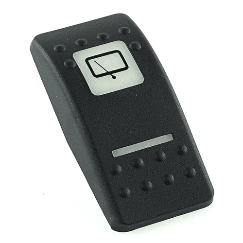 Actuator Contura II, black, square lens and bar lens white, symbol "rear window wiper"