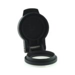 Hinged cover, black, for built-in socket ISO 4165
