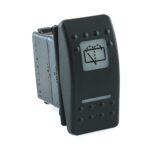 on-on<on Double Switch/Momentary Switch, 12V/20A, Contura II, LED 1 superbright green, LED 2 superbright red, square lens and bar lens white, symbol “rear washer/wiper”