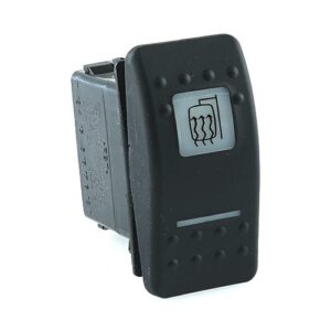 on-on<on Double Switch/Momentary Switch, 12V/20A, Contura II, LEd 1 superbright green, LED 2 superbright red, square lens and bar lens white, symbol "mirror defrost"