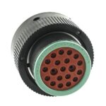 socket housing, 20-pole, black, round design