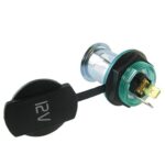 Power socket, 12/24V max. 20A wit printed cover, green threaded sleeve, frontal mounting, Ø 27,8 mm