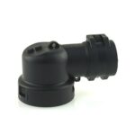 Corrugated tube connector for round socket housing, elbow 90°, NW10, black