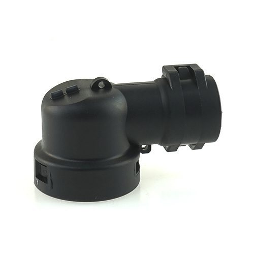 Corrugated tube connector for round socket housing, elbow 90°, NW10, black