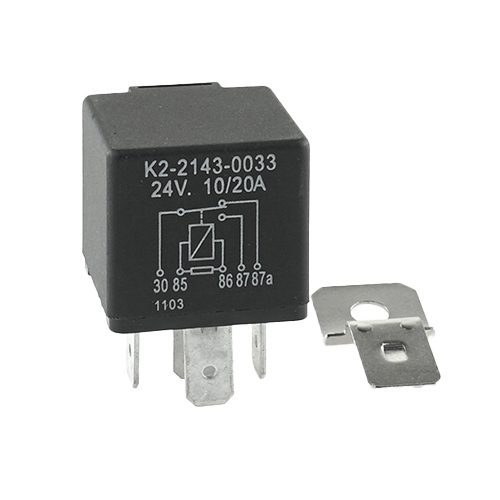 Mini Relay 24V, 10/20A, changeover contact, with resistor