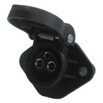 Socket 3-pole, 6-24V with fitting flange (2 holes), with female terminals, with cover