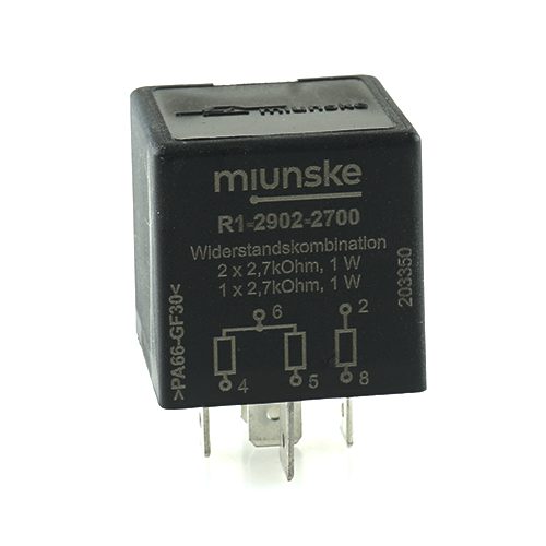 Resistor combination 2x2.7kOhm connected, 1x2.7Ohm separate, 1W