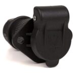 Socket 3-pin, 6-24V, with 2-bolt-flange, cap nut 7-9mm², with contact sleeve