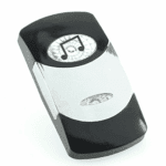 Actuator Contura VI, black, bright chrome plated, low insert, oval lens and bar lens clear, symbol “music”