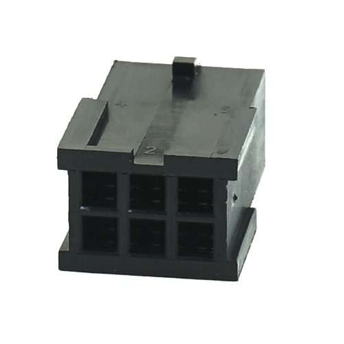 Micro MATE-N-LOK 3mm pin housing, 6-pin, 2x3, black