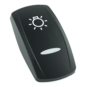 actuator Contura V black, symbol "light switch", bar lens, laser etched