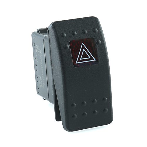 Multi Circuit Switch, 12V, Contura II, LED 1 red, square lens red, symbol "hazard warning"