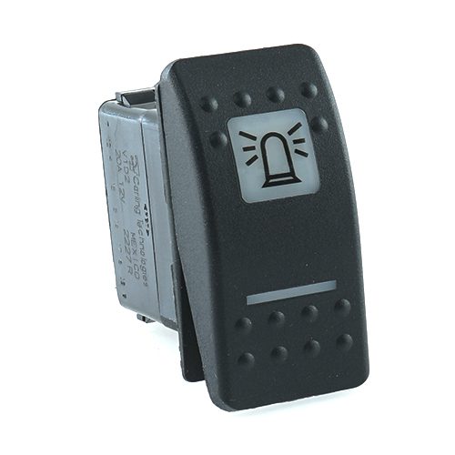 on-off Switch, 12V/20A, Contura II, LED 1 superbright green, LED 2 superbright green, square lens and bar lens white, symbol "rotary beacon"