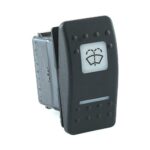 off<on Momentary Switch, 12V/20A, Contura II, LED 1 superbright green, LED 2 superbright green, square lens and bar lens white, symbol “windshield washer”