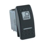 on-off Switch, 12V/20A, Contura II, LED 1 superbright green, LED 2 superbright green, square lens and bar lens white, symbol “work light front”