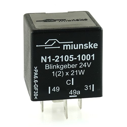 Flasher 24V, 1(2) x 21W + 0...5W fully electronic, with control output, overvoltage protection