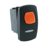 on-on Switch, 24V/15A, Contura V, with lock, LED superbright red, bar lens laser etched