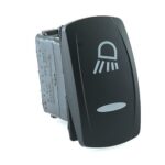 on-on Double Switch 24V/15A, Contura V, LED 1 superbright green, LED 2 superbright green, lens laser etched, symbol “work light”